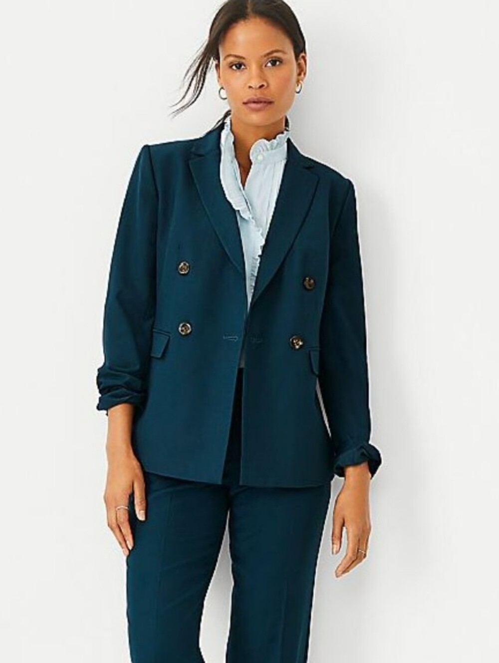 Ann Taylor The Petite Double-Breasted Wool-Blend Blazer Size 12P